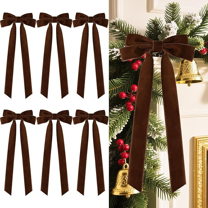 Velvet Large Christmas Bows for Staircase Garland Wreath, 20in x 8in Vintage Ribbon Bows with Twi... | Amazon (US)