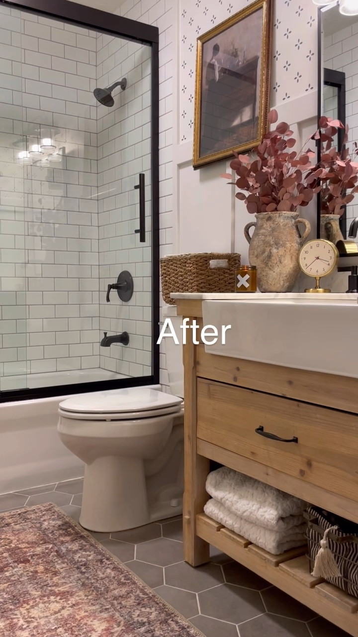 The shower door was the perfect addition to this bathroom