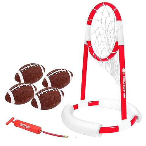 GoSports Splash Pass Floating Pool Football Game Includes Hoop, 4 Footballs and Pump | Amazon (US)