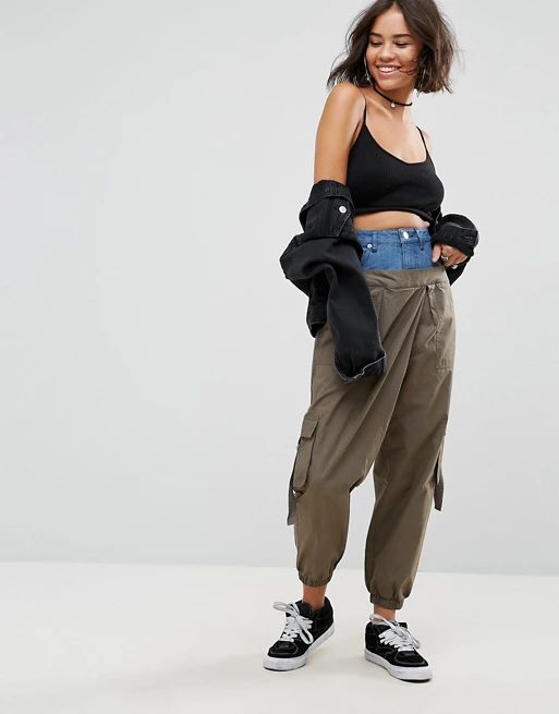 ASOS - Pantalon cargo avec bande en jean à la taille | Asos FR