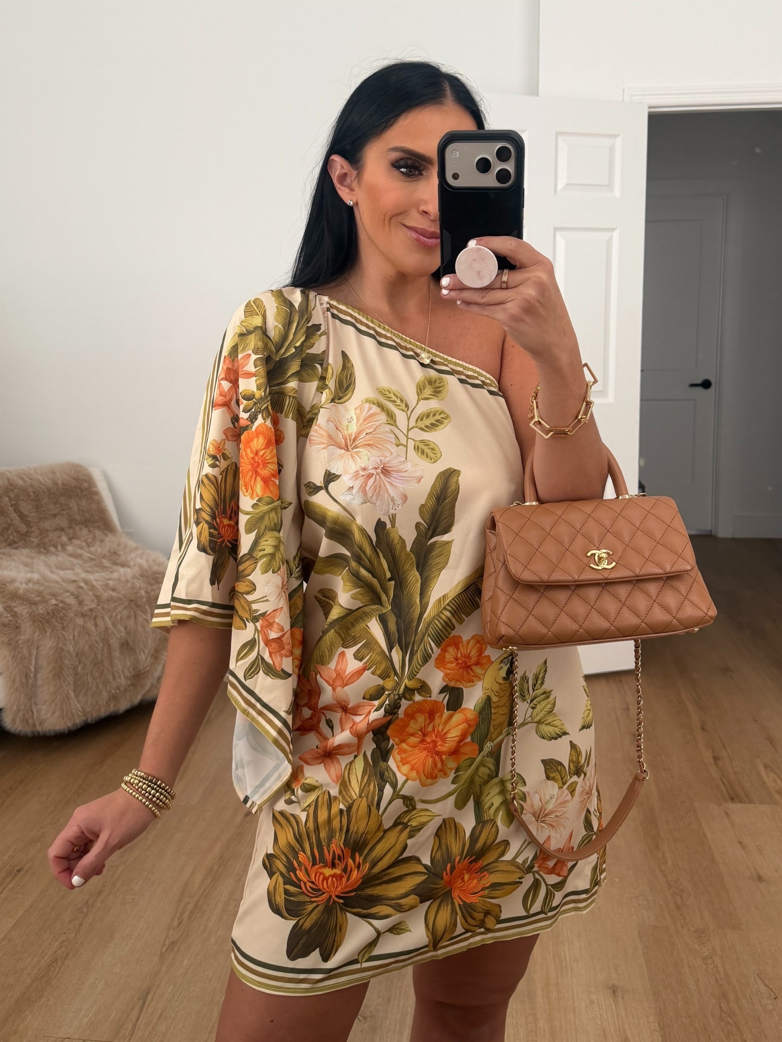 Farm Rio inspired Women's Boho Mini Dress wearing size medium. 