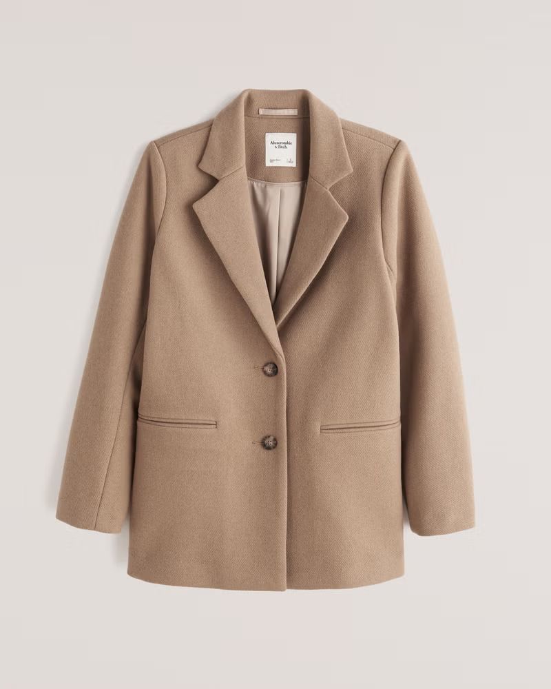 Women's Wool-Blend Blazer Coat | Women's Sale | Abercrombie.com | Abercrombie & Fitch (UK)