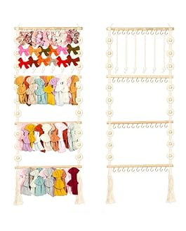 Headband Holder - Bow Holder for Baby Girl – Macrame Bow Organizer for Baby Girl w/ 48 Metal Ho... | Amazon (US)