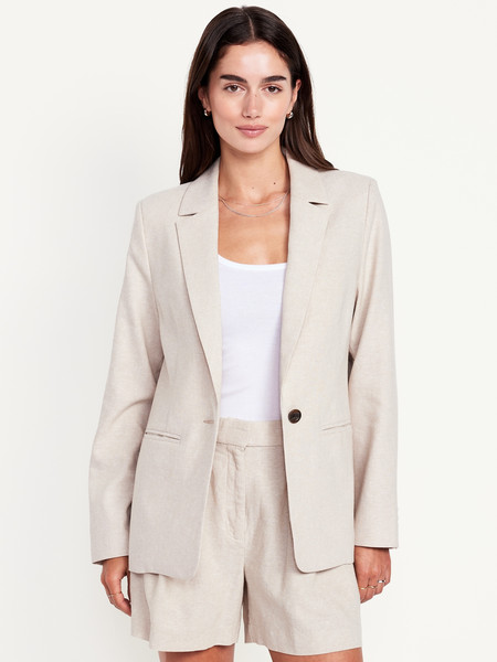 Taylor Fitted Linen-Blend Suit Blazer | Old Navy | Old Navy (US)