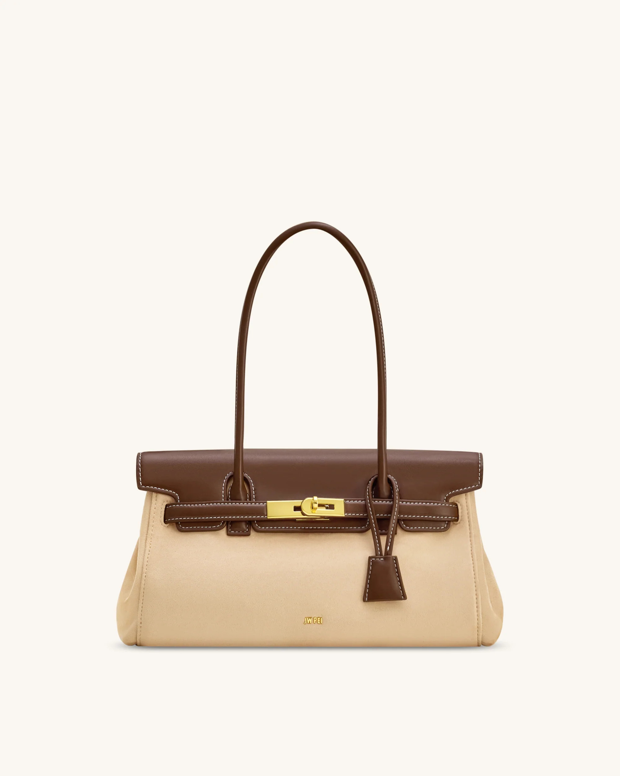 Yara Faux Suede Shoulder Bag - Dark Brown | JW PEI US