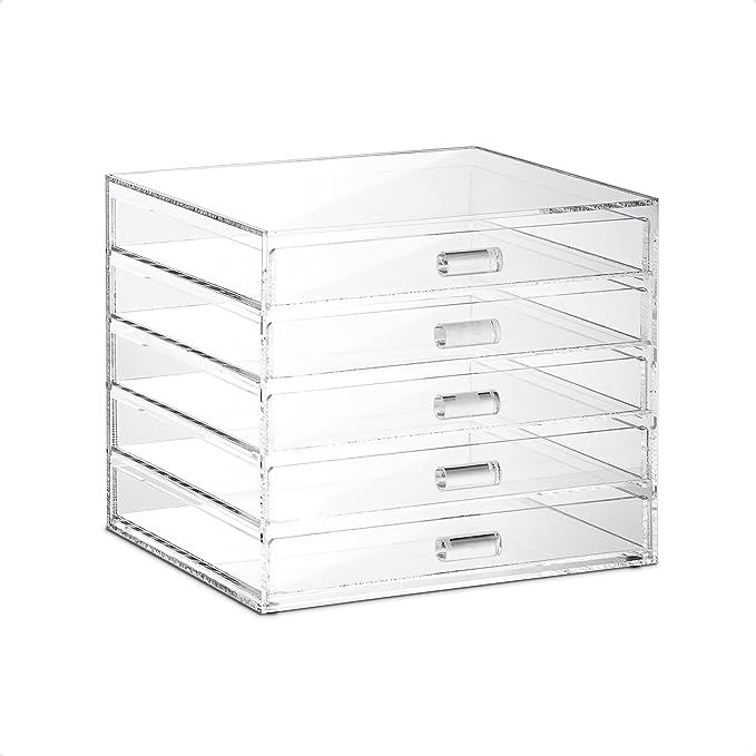 Ikee Design Premium Acrylic 5 Drawer Makeup Organizer Cosmetic Storage Jewelry Display Case for H... | Amazon (US)