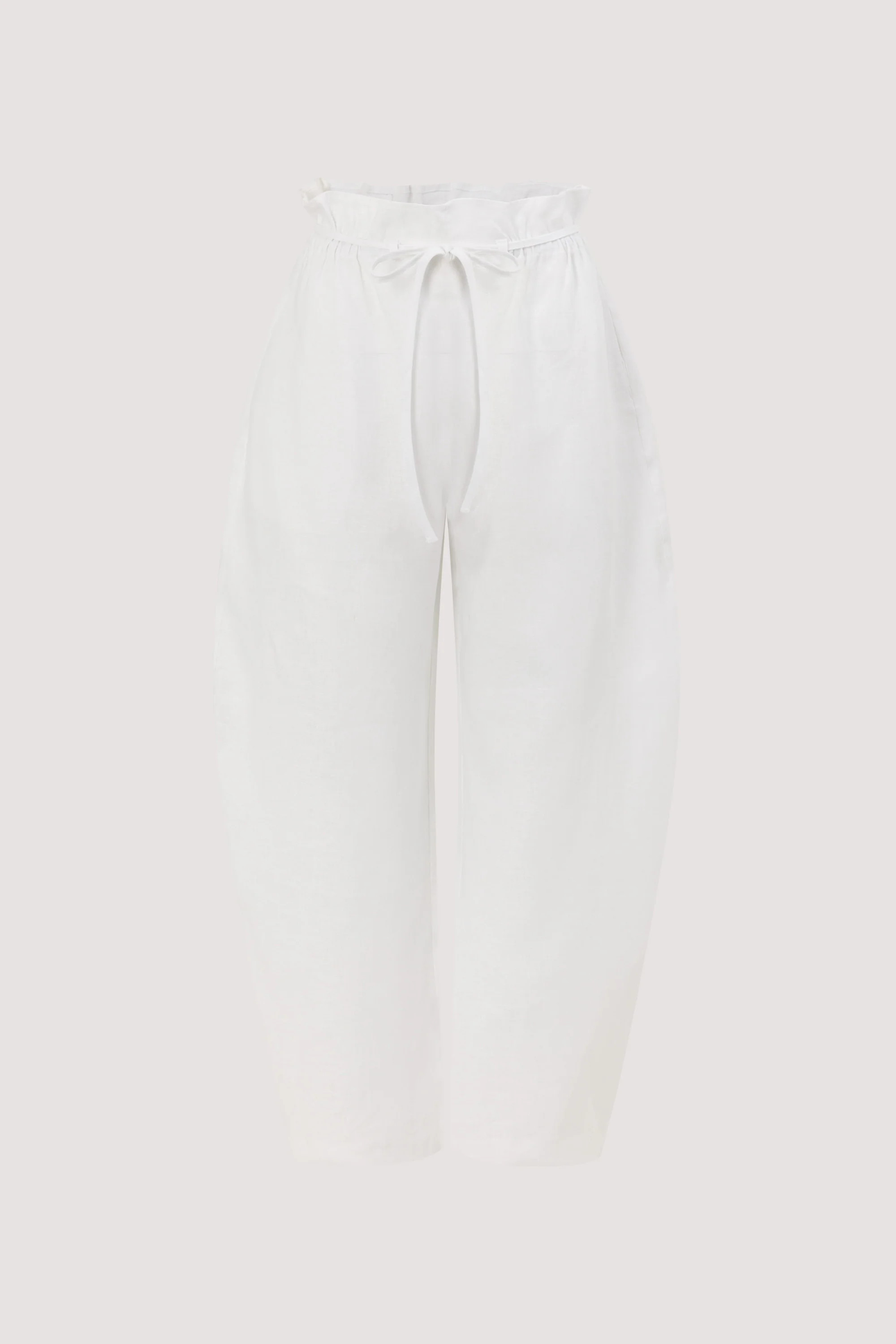 BLAISE WHITE LINEN PAPERBAG PANT | DISSH