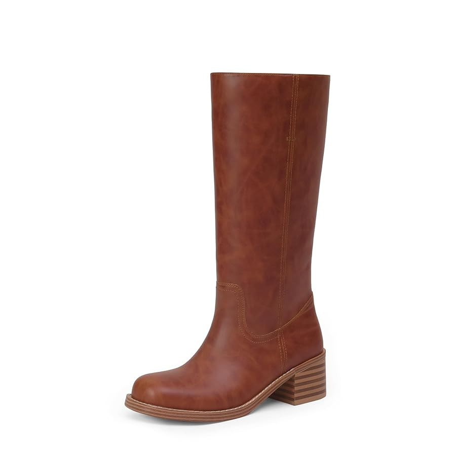 Mid Calf Boots for Women Chunky Block Heel Women’s Tall Boots Square Toe Comfortable Casual Boo... | Amazon (US)