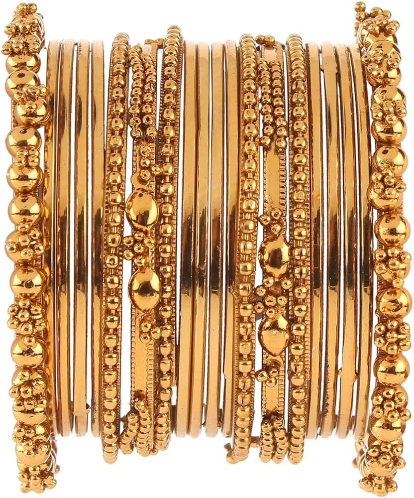 Efulgenz Boho Vintage Antique Ethnic Gypsy Tribal Indian Oxidized Silver Tone Combo Bracelet Bangles | Amazon (US)