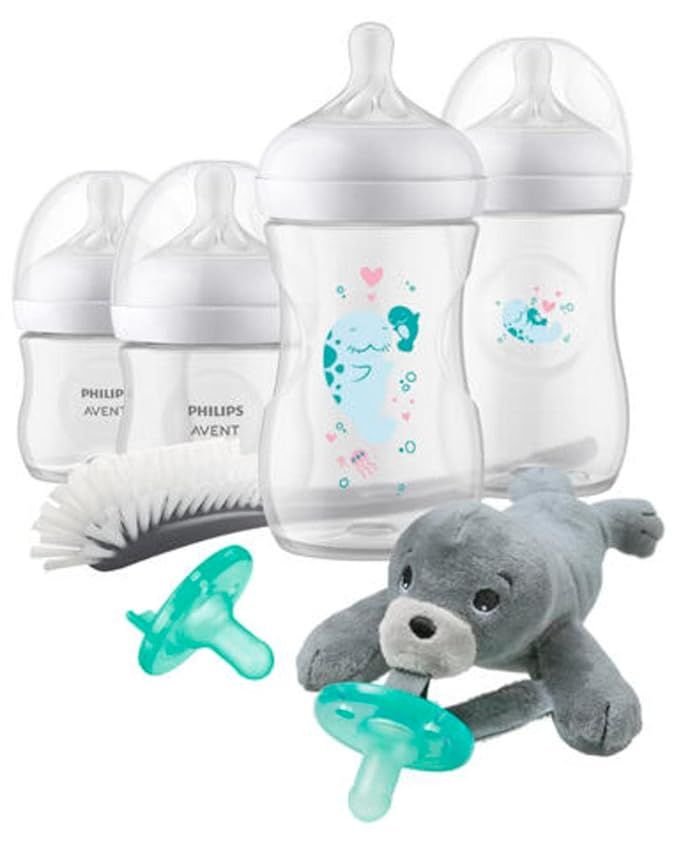 Philips AVENT Natural Baby Bottle with Natural Response Nipple, Gift Set Sea Design, SCD838/05 | Amazon (US)