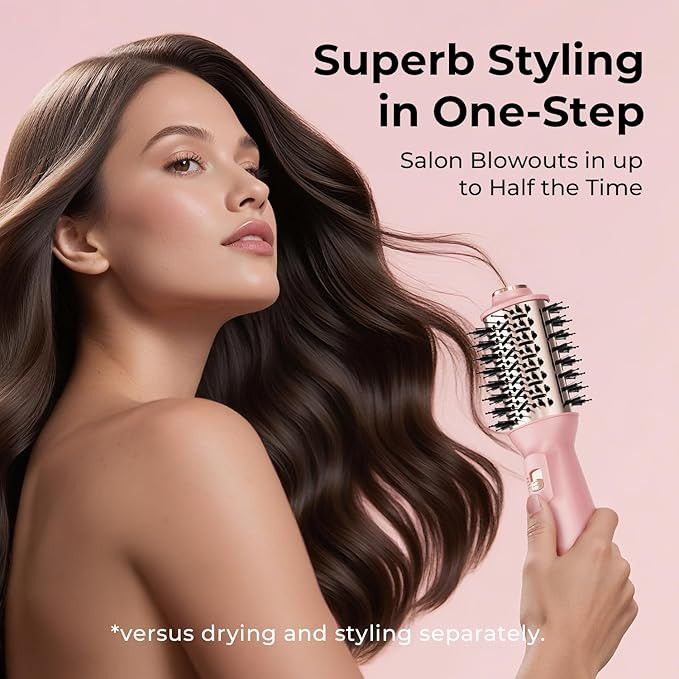 PLAVOGUE Mini Dual Voltage Hair Dryer Brush, 1000 Watts Travel Hot Air Brush with European Plug... | Amazon (US)
