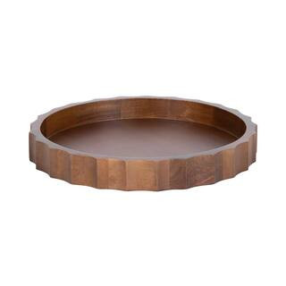 Kate and Laurel Lissi Walnut Brown Wood Decorative Tray 227594 - The Home Depot | The Home Depot