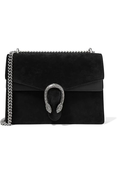 Gucci - Dionysus Medium Suede And Leather Shoulder Bag - Black | NET-A-PORTER (UK & EU)