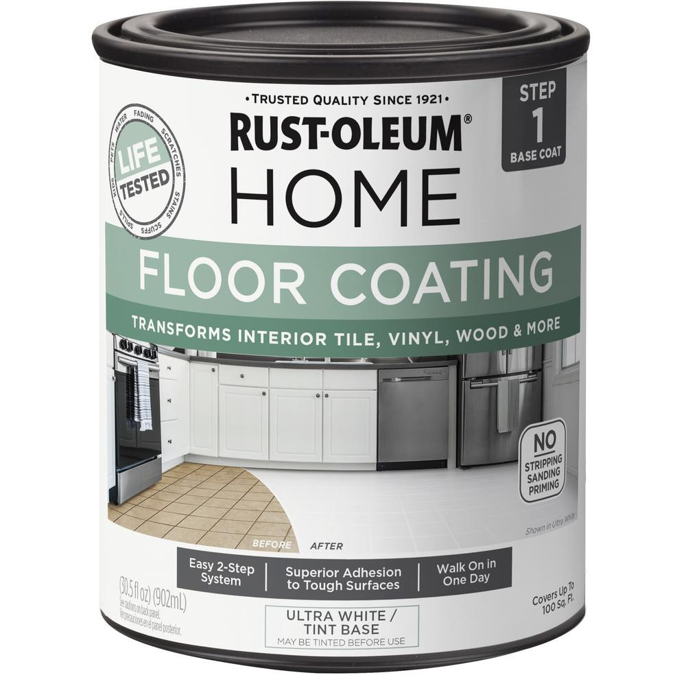 Rust-Oleum Home 1 qt. Ultra White Interior Floor Base Coating | The Home Depot