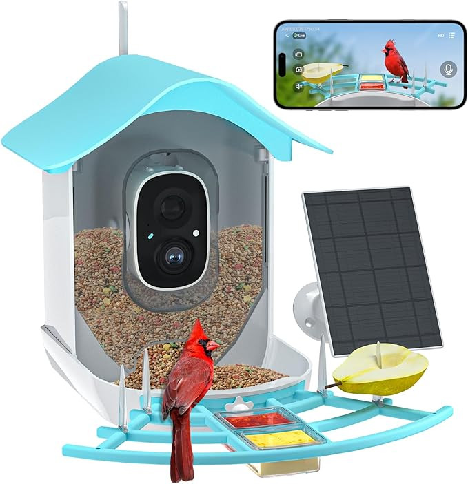 Smart Bird Feeder with Camera, AI Identify Birds Species, Bird Watching Camera with Solar Panel, ... | Amazon (US)