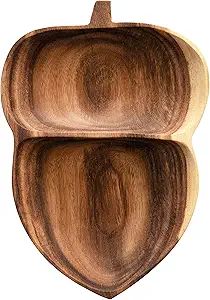 Creative Co-Op 11" L x 8" W x 1-1/2"H Acacia Wood Acorn Shaped Dish w/ 2 Sections Serveware, Mult... | Amazon (US)