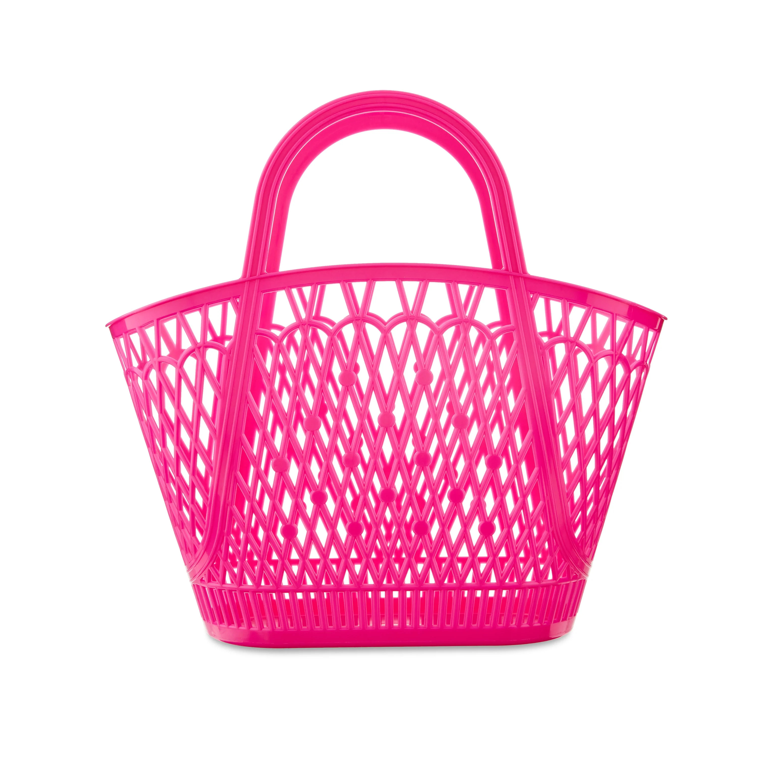Easter Pink Jelly Tote Basket, 15 in x 16 in, by Way To Celebrate - Walmart.com | Walmart (US)