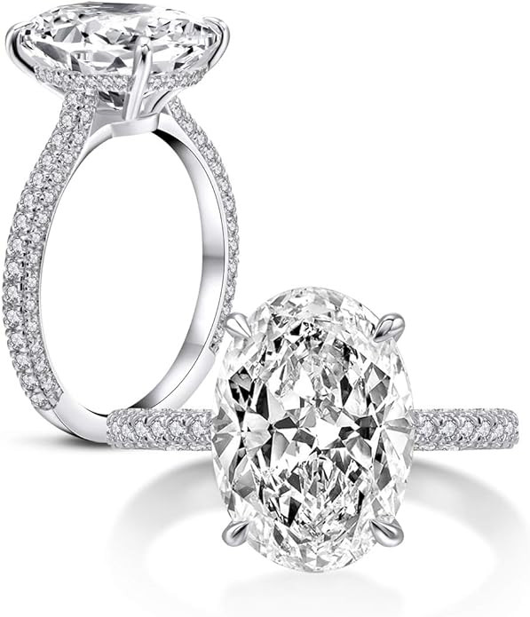 AINUOSHI 925 Sterling Silver Women Wedding Rings 5 Carat Oval Cut Cubic Zirconia Engagement Ring | Amazon (US)