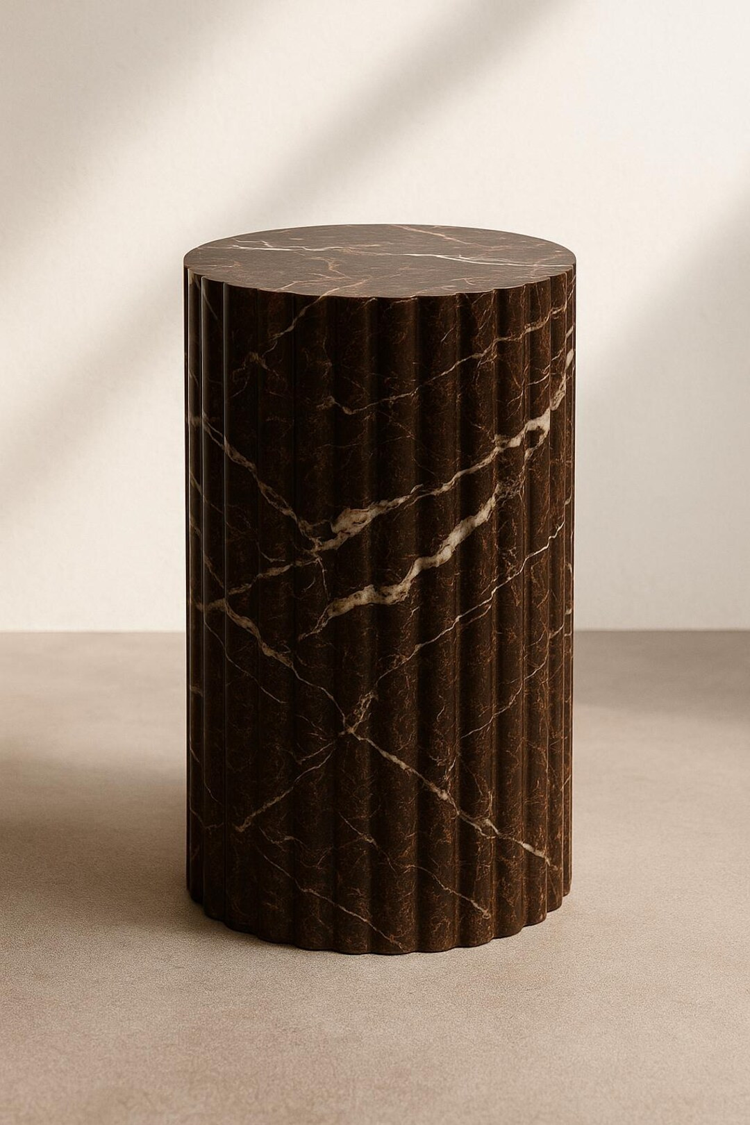 Custom Slzes Roman Column Marble Coffee And Side Table: Dark Brown Fluted Column | Etsy (US)
