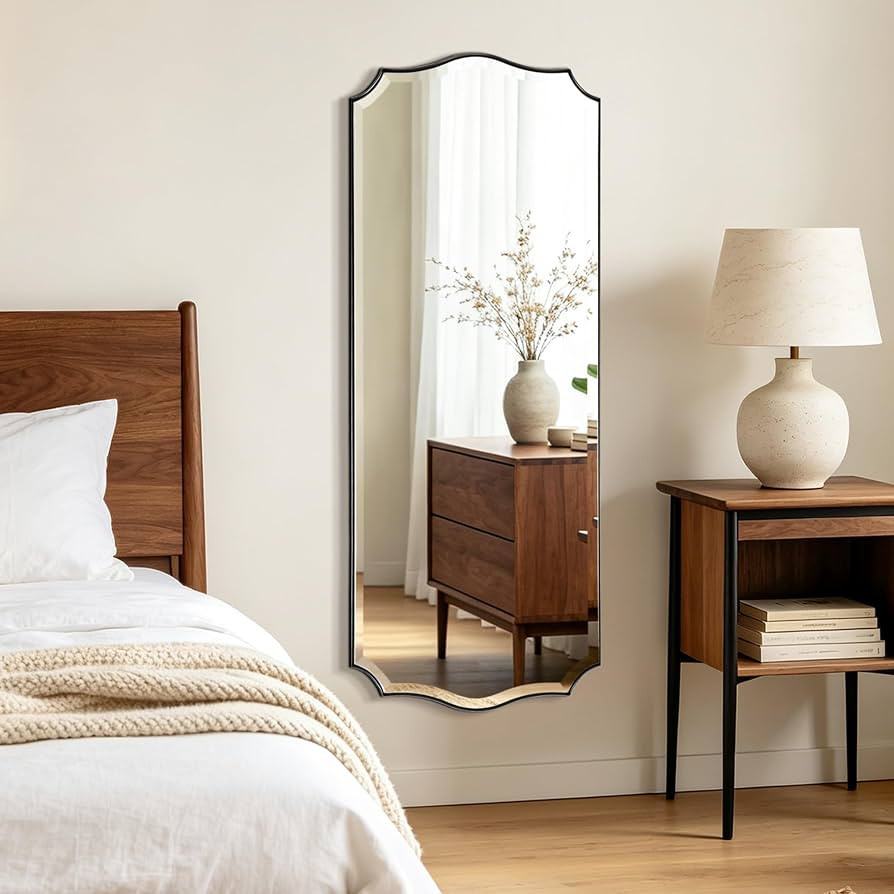 POZINO 48"x18" Premium Large Scalloped Beveled Mirror for Wall | Amazon (US)