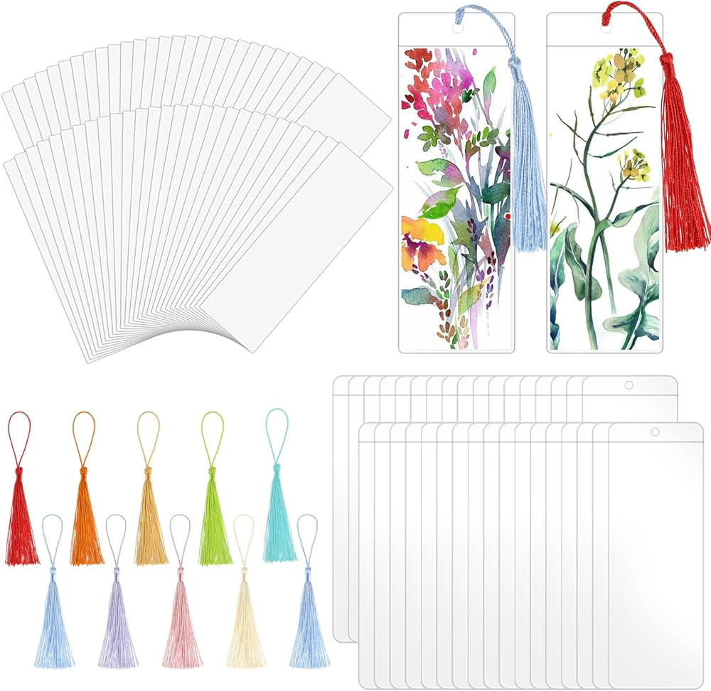 60 Sets Kraft Paper Blank Bookmarks with Tassels, Cardstock DIY Bookmark Making Kit, DIY Projects... | Amazon (US)