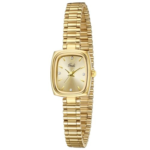 FORSINING Square Small Gold Watches for Women Ladies Quartz Wrist Watches with Gold Stainless Steel Band | Amazon (US)