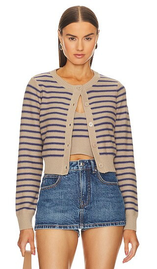 Stitches & Stripes Aubrey Cropped Cardigan in Beige. - size L | Revolve Clothing (Global)