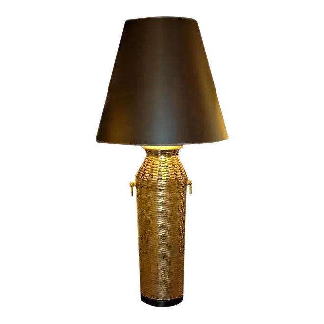 1976 Modern Chapman Lamp Tall Woven Brass Vase Shaped Table Lamp | Chairish