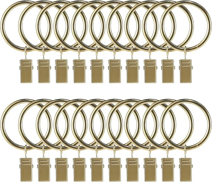 20 Pcs Curtain Hooks, Goowin1.5 inch Curtain Rings, Rustproof Curtain Rings with Clips, Metal Sol... | Amazon (CA)