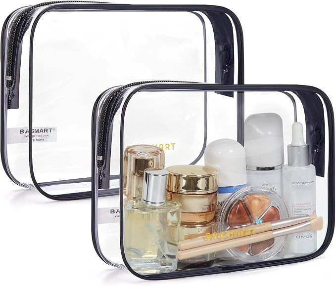 BAGSMART Clear Toiletry Bag, 2 Packs Waterproof Travel Makeup Cosmetic Organiser TSA Approved Air... | Amazon (UK)