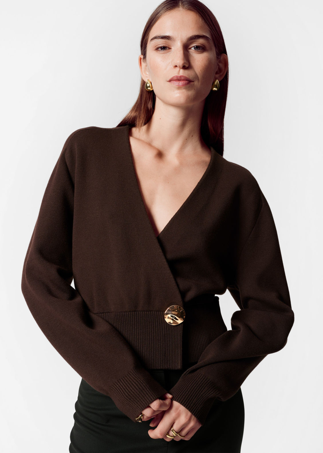 Waisted Knitted Wrap Cardigan - Brown | & Other Stories US