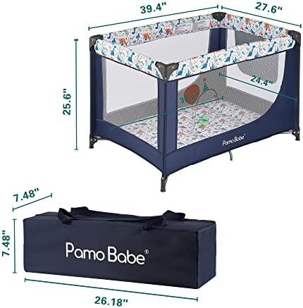 Pamo Babe Portable Crib Baby Playpen with Mattress and Carry Bag (Blue)… | Amazon (US)