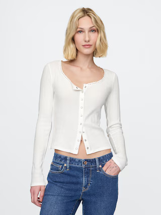 Cropped Pointelle Cardigan | Gap (US)