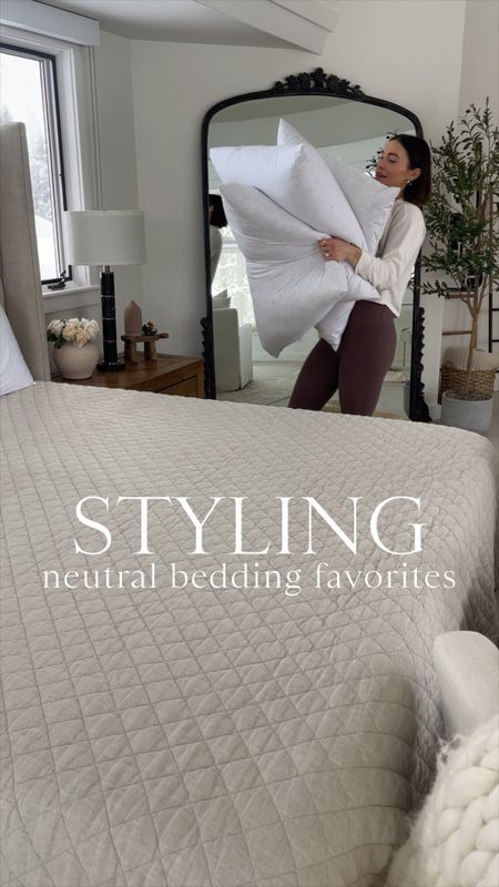 HOME \ styling my bed with neutral bedding favorites🤍 lighter layers and textures for spring/summer! Many finds from Walmart, Amazon and Target! Here’s what I’m using👇🏻
+ bamboo sheets
+ linen quilt (color: flax)
+ beige comforter (Walmart find!)
+ knit bed blanket (color: natural)
+ 3 textured euro shams 
+ 2 boucle pillow covers (Amazon find!)
+ 1 lumbar pillow 

#LTKVideo #LTKfindsunder100 #LTKhome