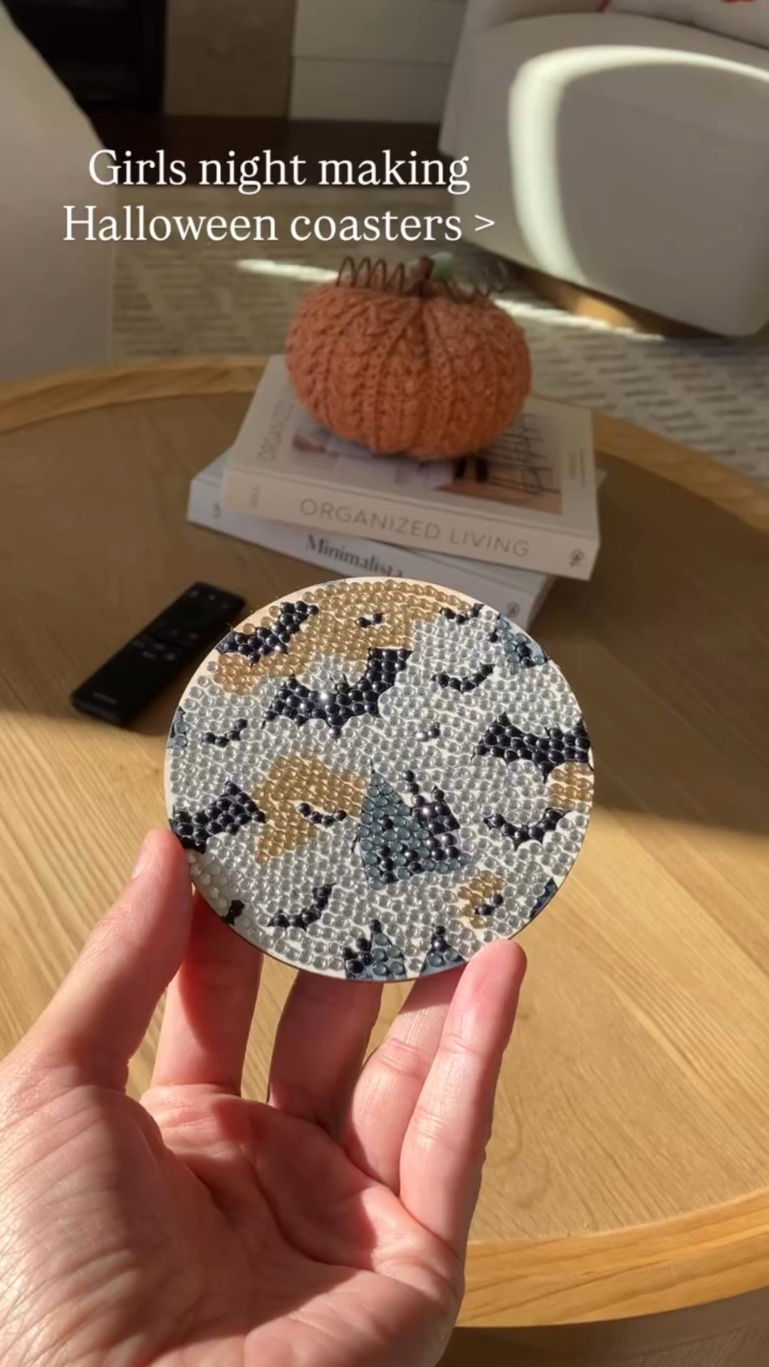 Invite your girl friends over, have some snacks and drinks and craft your hearts out! 🎃 🦇 

A few weeks ago I had some friends over and we made the cutest Halloween and Christmas coasters. I bought several different kinds so everyone could choose their vibe. The kids have loved making them also!

Comment COASTER and I’ll send you a link!