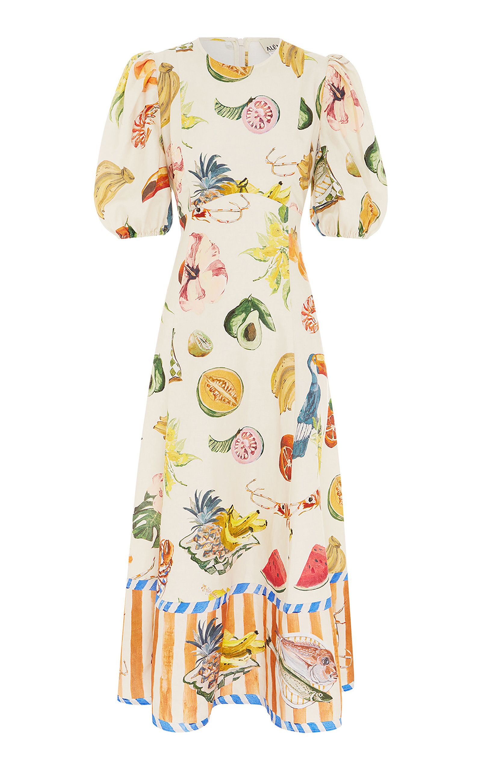 Theo Printed Linen-Cotton Midi Dress | Moda Operandi (Global)