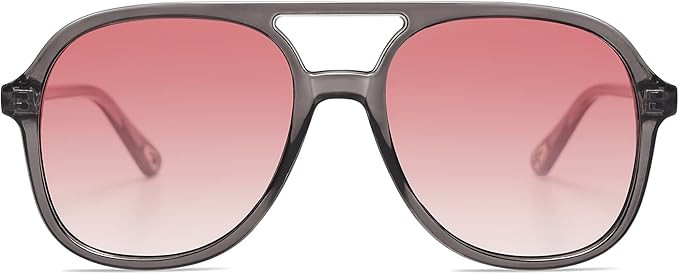 SOJOS Retro Square Polarized Aviator Sunglasses Womens Mens 70s Vintage Double Bridge Sun Glasses | Amazon (US)