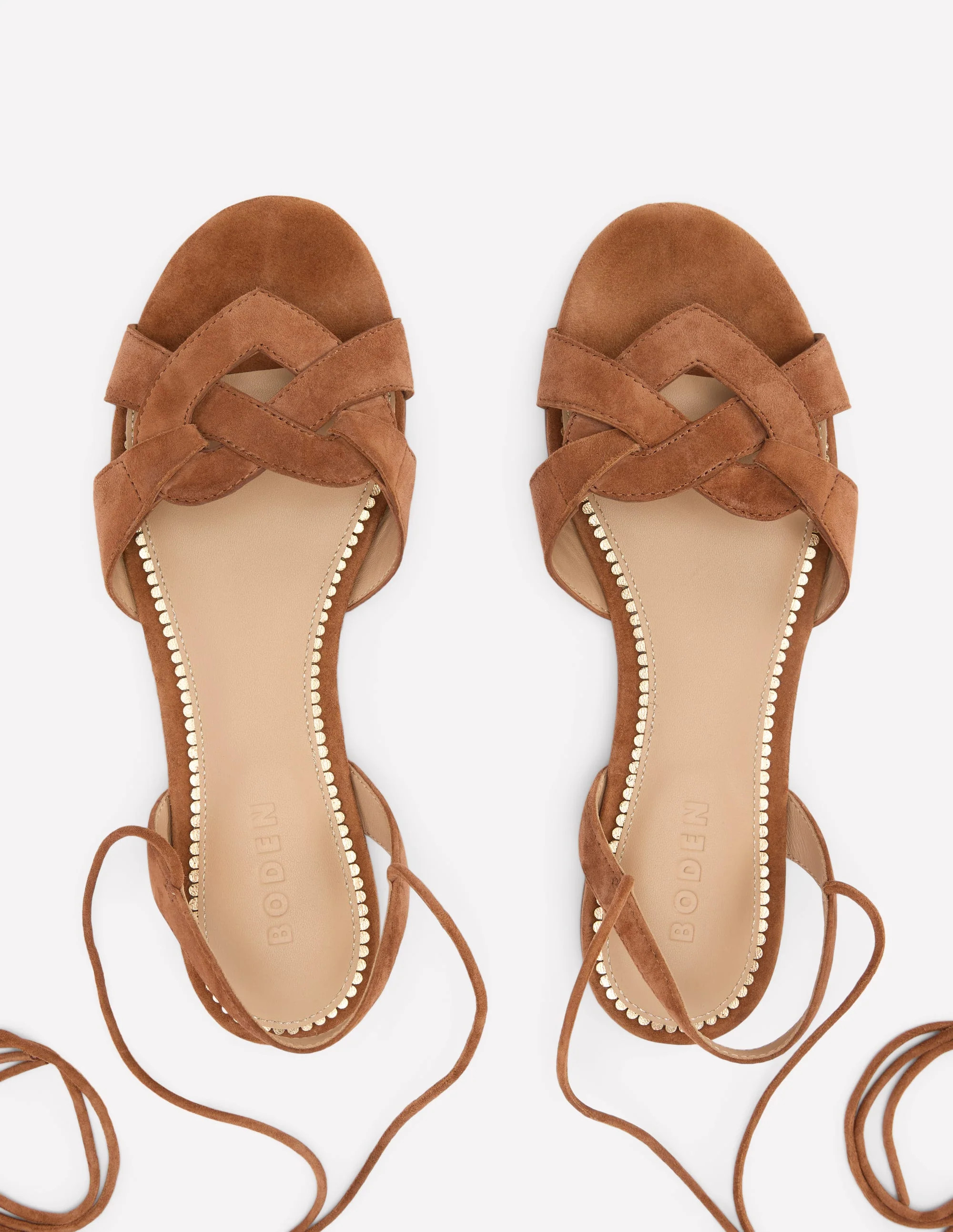 Heart Detail Flat Sandals-Tan | Boden (US)