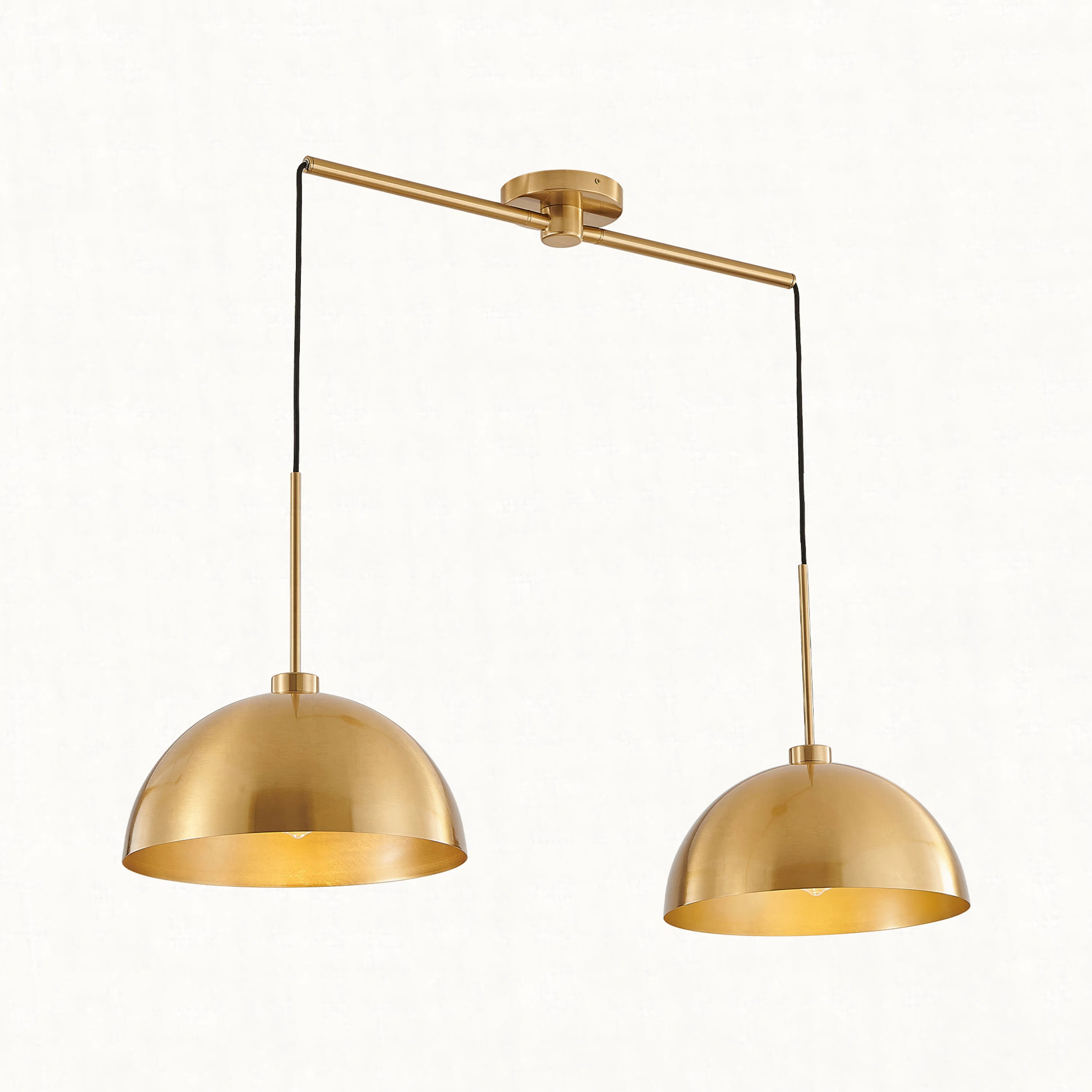 41" Industrial Modern Double Pendant Light – Adjustable Ceiling Hanging Lamp with Bright Finish... | Wayfair North America