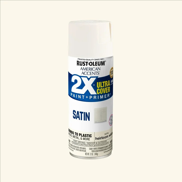 Heirloom White, Rust-Oleum American Accents 2X Ultra Cover Satin Spray Paint-327920, 12 oz | Walmart (US)