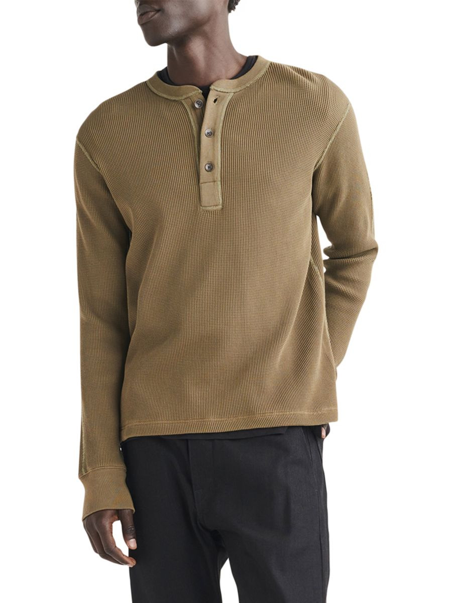 Icon Waffle-Knit Long-Sleeve Henley | Saks Fifth Avenue