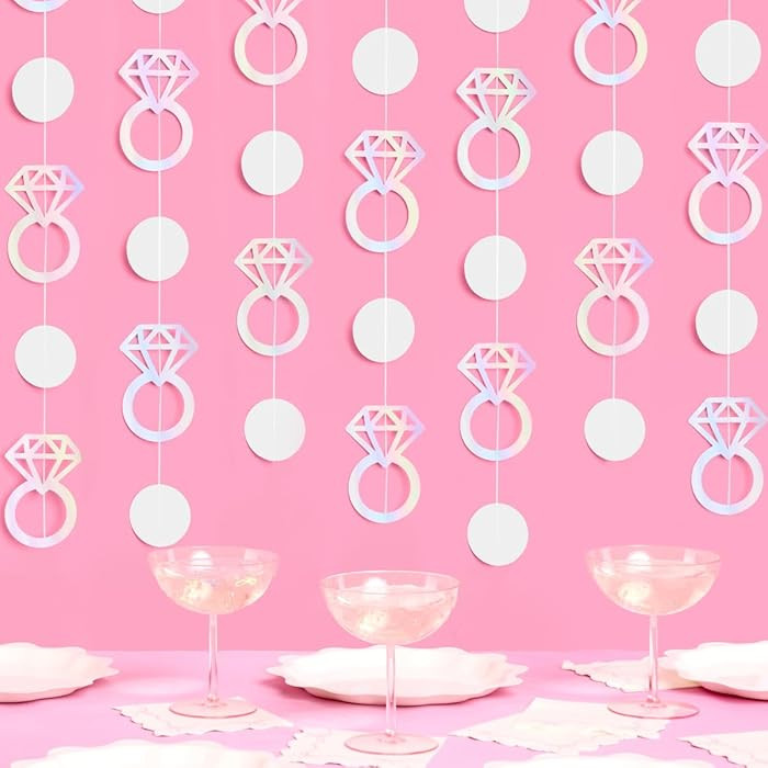 xo, Fetti Iridescent Engagement Ring Garland - 4 pcs, 12' | Bachelorette Decorations, Tying The K... | Amazon (US)