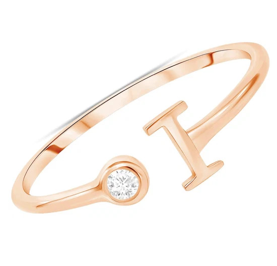 Initial w/ Single Diamond Ring | Happy Jewelers
