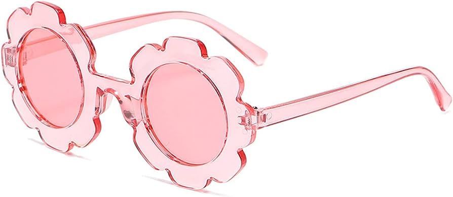 JieJieko Kids Round Flower Sunglasses Girl flower Shaped Sunglasses Cute Kids Eyewear for Pool Be... | Amazon (US)