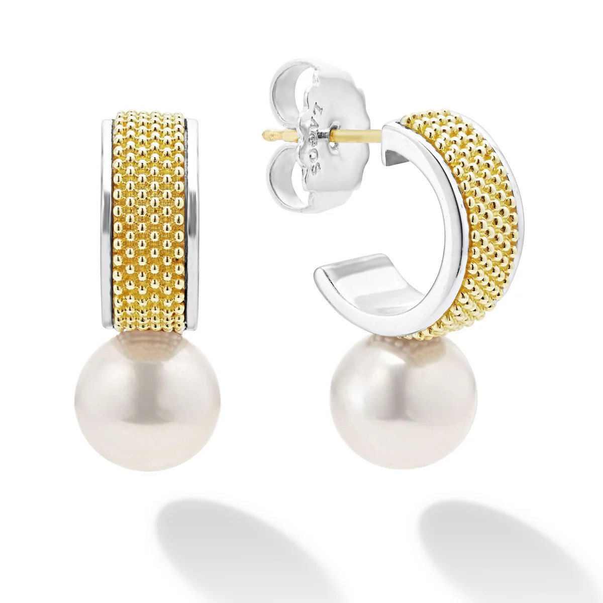 Two-Tone Pearl Hoop Earrings | LAGOS