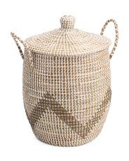 Medium Seagrass Hamper Zigzag Basket | Marshalls