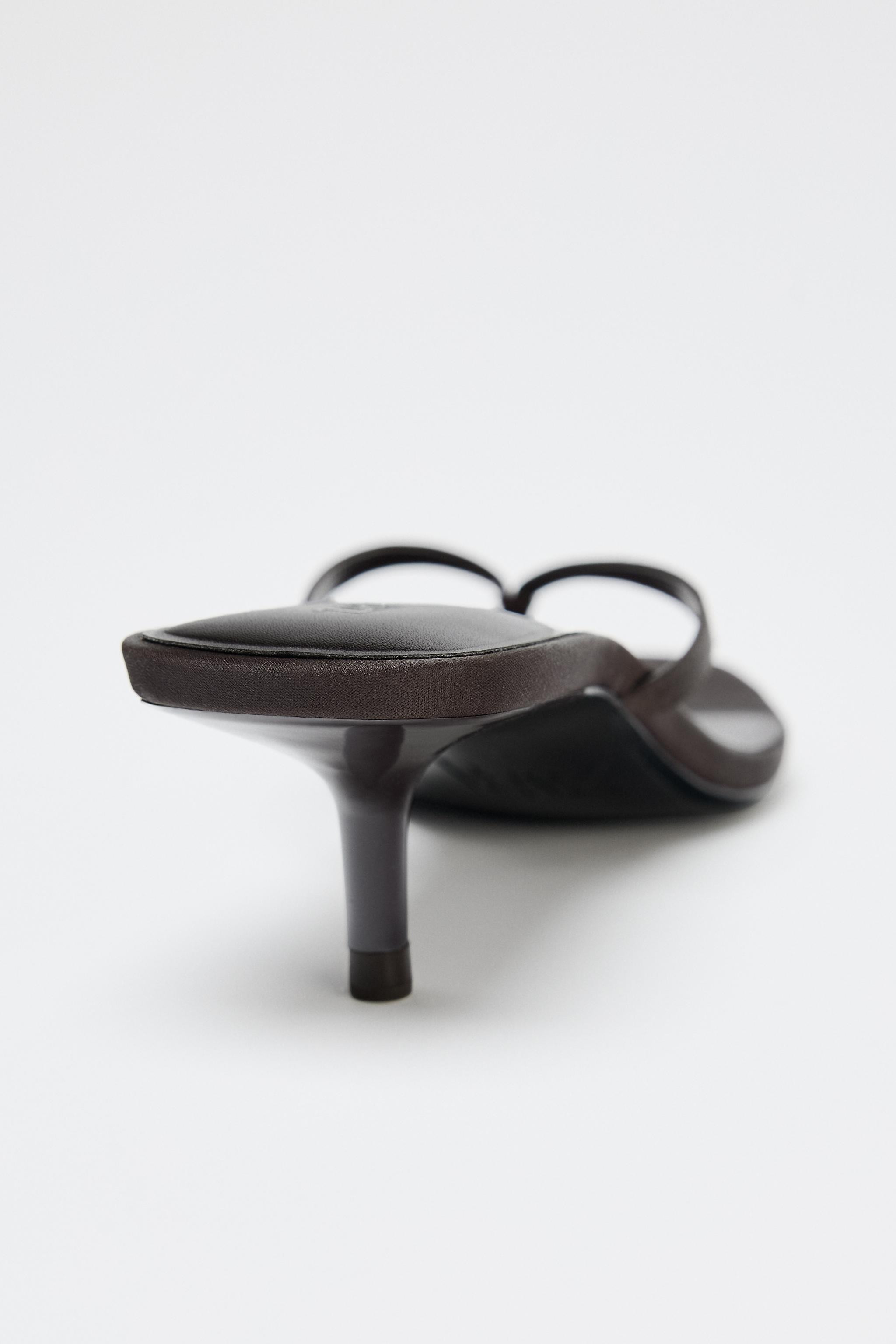 SATIN KITTEN-HEEL SANDALS | Zara UK