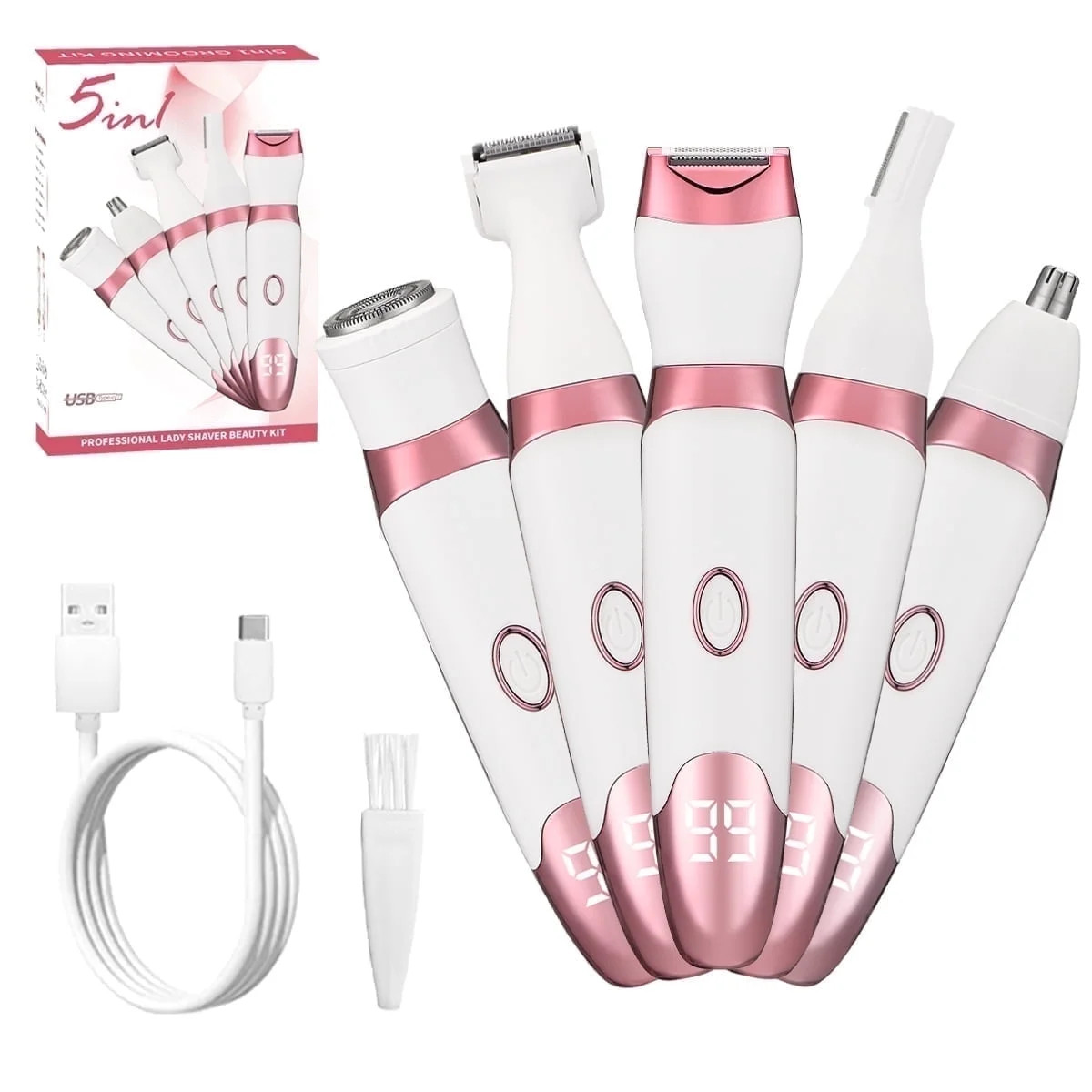 Electric Razor for Women, 5 in 1 Women’s Electric Shaver, Portable Ladies Shaver, Replaceable L... | Walmart (US)