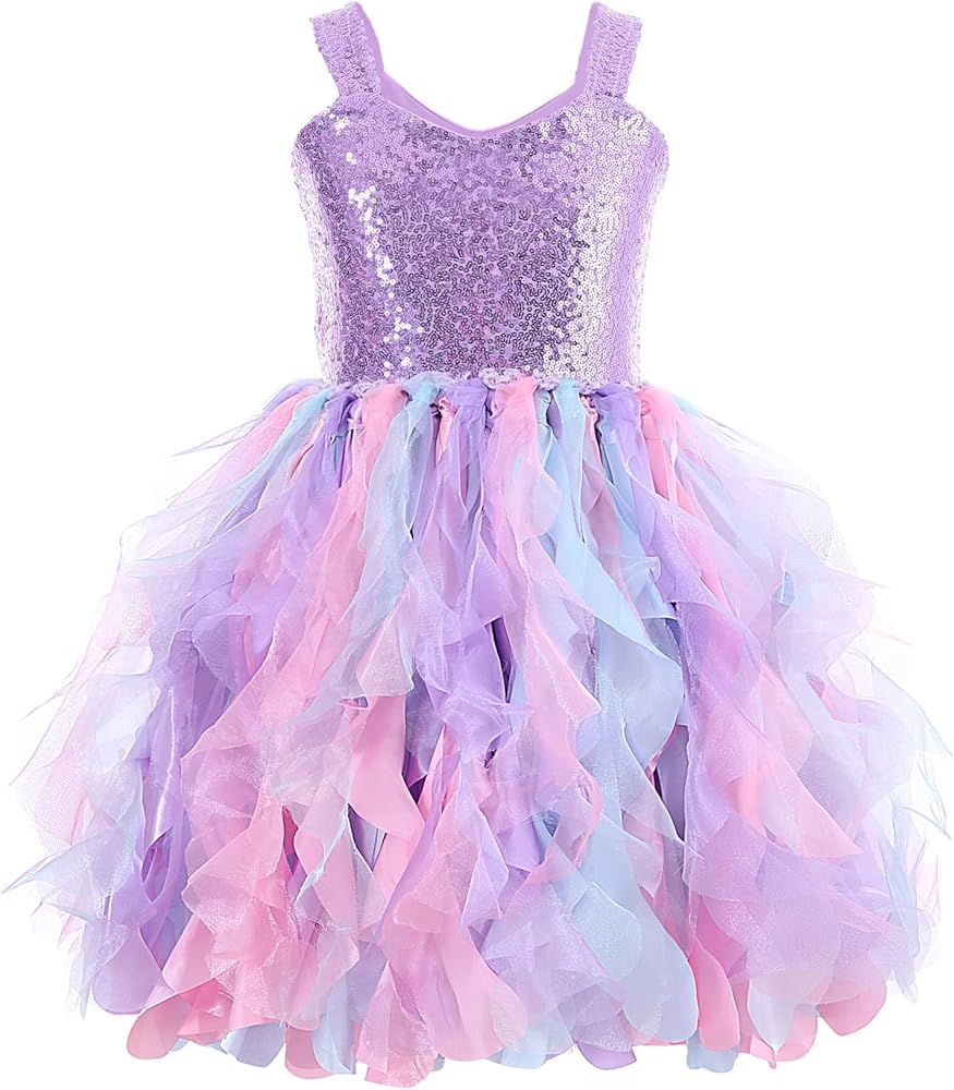 Tutu Dress for Girls Sparkly Sequin Tulle Princess Birthday Party Dress for Toddler Girls Kids Pr... | Amazon (US)