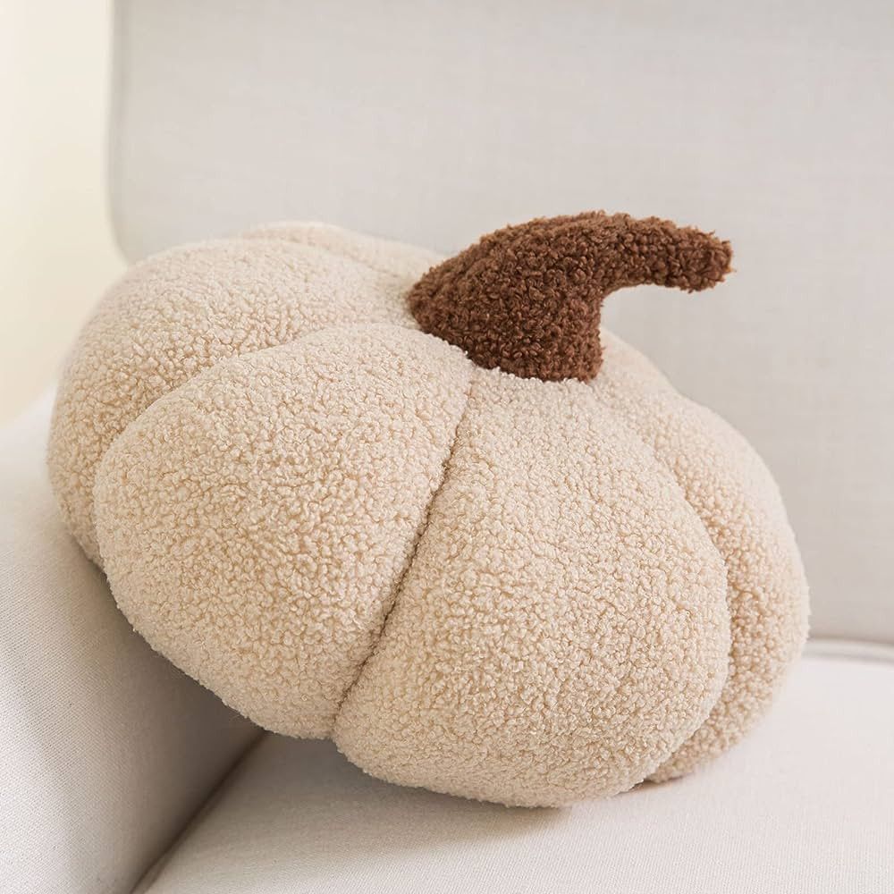 Phantoscope Teddy Fleece Pumpkin Throw Pillows, Happy Halloween Sherpa Fall Decorative Pumpkin Sh... | Amazon (US)
